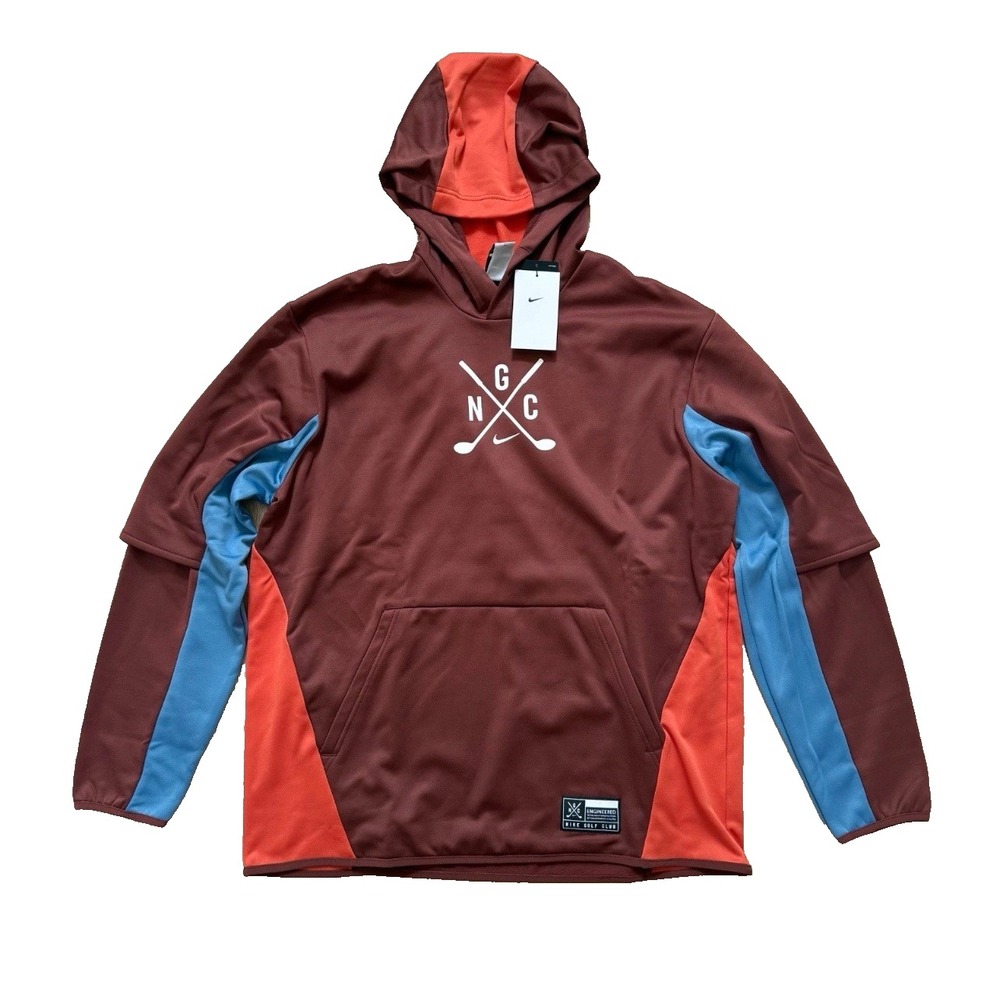 Nike Mens Golf Club‎ Fleece Hoodie Brown / Blue / Orange  Size Xl